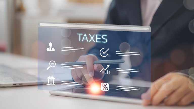 tax concept. people use computers to fill out personal income tax returns to pay taxes online. state tax. financial research. data analysis, documents, reports, tax returns, and calculations.